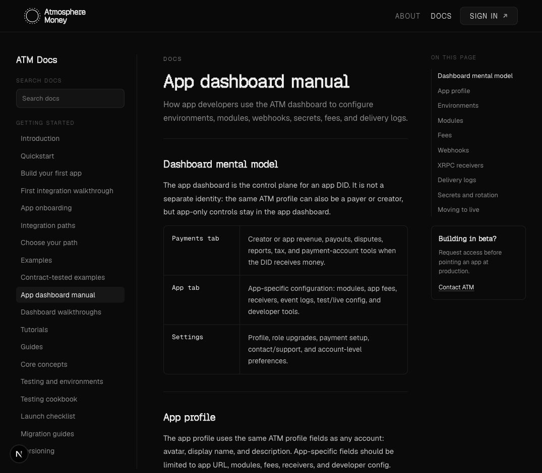 App dashboard guide